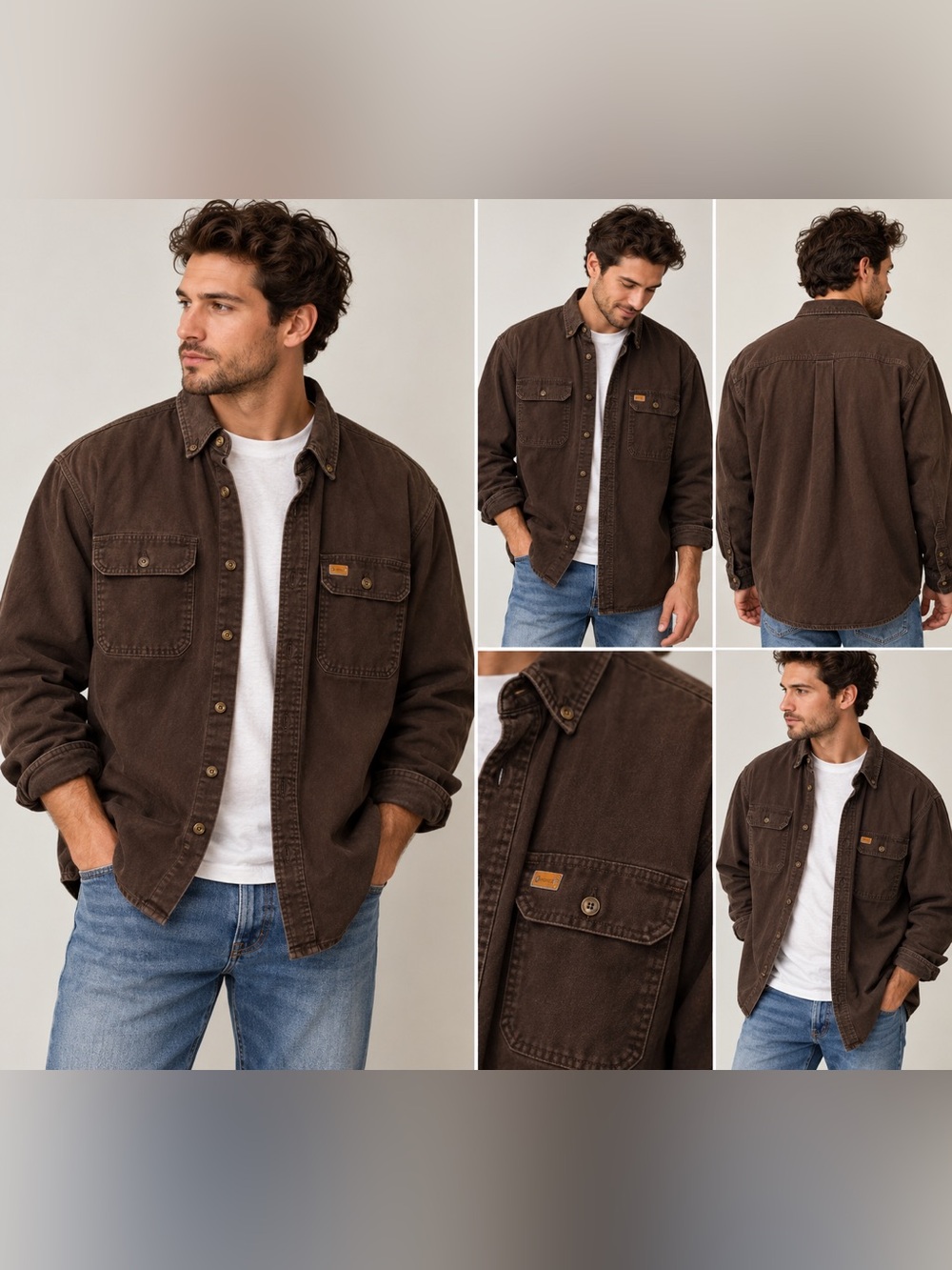 Carhartt S09 DKB Brown Original Fit Work Shirt Jacket XL